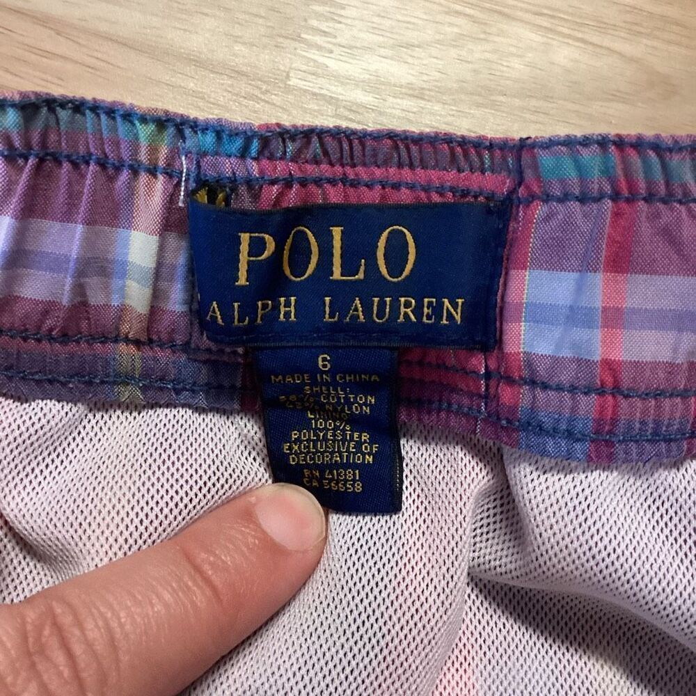 Boys Polo Ralph Lauren Plaid Swim Trunks -6 madras - Picture 3 of 4